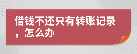借錢不還只有轉(zhuǎn)賬記錄，怎么辦