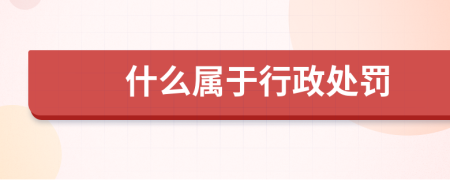 什么屬于行政處罰