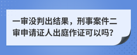 一審沒判出結(jié)果，刑事案件二審申請證人出庭作證可以嗎？