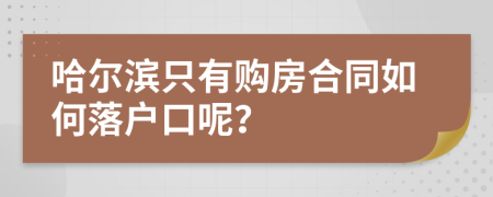 哈爾濱只有購(gòu)房合同如何落戶(hù)口呢？
