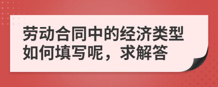 勞動(dòng)合同中的經(jīng)濟(jì)類型如何填寫呢，求解答