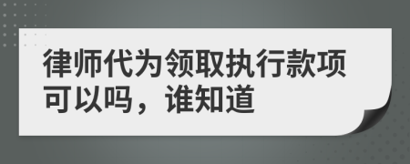 律師代為領(lǐng)取執(zhí)行款項(xiàng)可以嗎，誰(shuí)知道