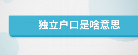 獨(dú)立戶口是啥意思