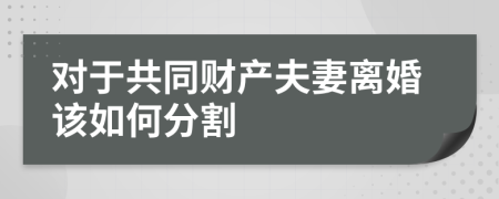 對(duì)于共同財(cái)產(chǎn)夫妻離婚該如何分割	