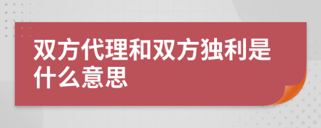 雙方代理和雙方獨利是什么意思