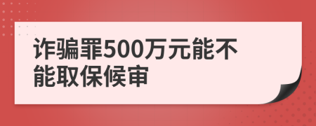 詐騙罪500萬元能不能取保候審