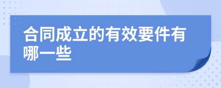 合同成立的有效要件有哪一些