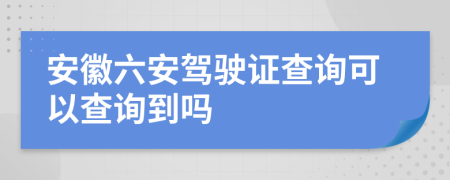 安徽六安駕駛證查詢可以查詢到嗎