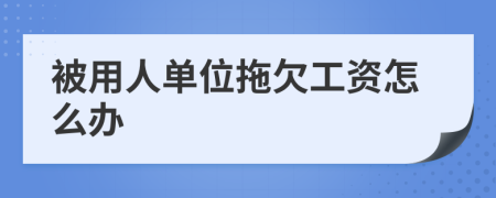 被用人單位拖欠工資怎么辦