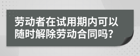 勞動(dòng)者在試用期內(nèi)可以隨時(shí)解除勞動(dòng)合同嗎？