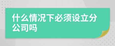 什么情況下必須設(shè)立分公司嗎