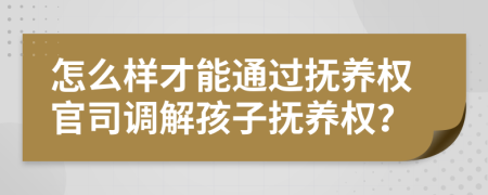 怎么樣才能通過撫養(yǎng)權(quán)官司調(diào)解孩子撫養(yǎng)權(quán)？