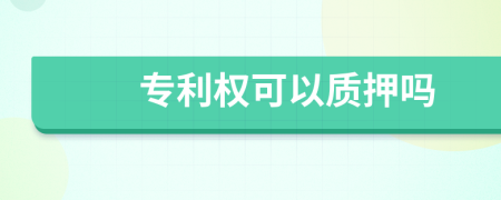 專利權可以質(zhì)押嗎