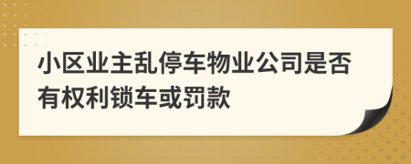 小區(qū)業(yè)主亂停車物業(yè)公司是否有權(quán)利鎖車或罰款