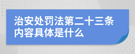 治安處罰法第二十三條內(nèi)容具體是什么