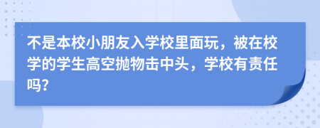 不是本校小朋友入學(xué)校里面玩，被在校學(xué)的學(xué)生高空拋物擊中頭，學(xué)校有責(zé)任嗎？