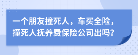 一個(gè)朋友撞死人，車(chē)買(mǎi)全險(xiǎn)，撞死人撫養(yǎng)費(fèi)保險(xiǎn)公司出嗎？