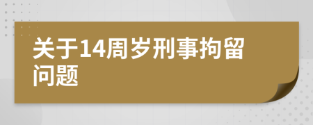 關于14周歲刑事拘留問題