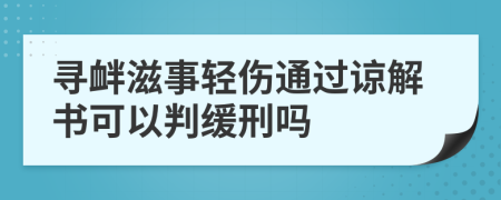 尋釁滋事輕傷通過諒解書可以判緩刑嗎