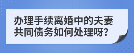 辦理手續(xù)離婚中的夫妻共同債務(wù)如何處理呀？