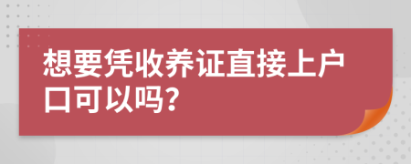 想要憑收養(yǎng)證直接上戶口可以嗎？