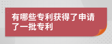 有哪些專利獲得了申請了一批專利