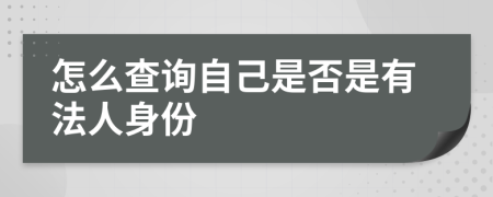 怎么查詢自己是否是有法人身份