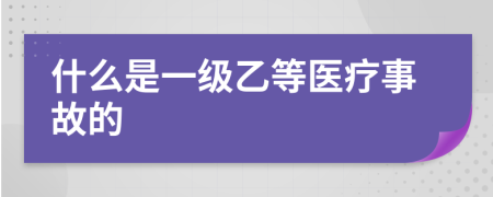 什么是一級(jí)乙等醫(yī)療事故的