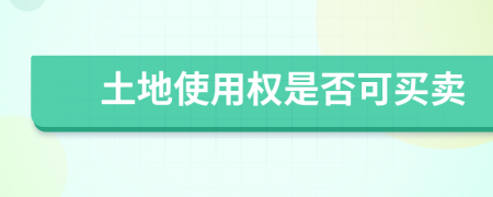 土地使用權(quán)是否可買賣