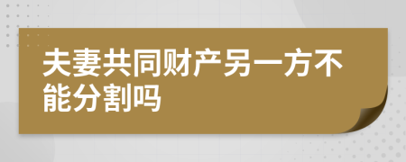 夫妻共同財(cái)產(chǎn)另一方不能分割嗎