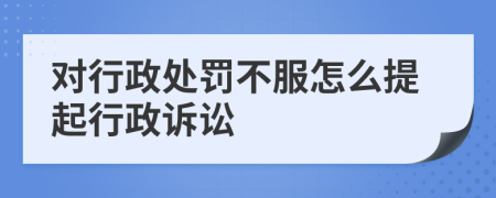 對(duì)行政處罰不服怎么提起行政訴訟