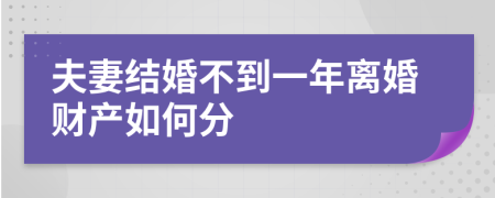 夫妻結婚不到一年離婚財產如何分