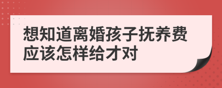 想知道離婚孩子撫養(yǎng)費(fèi)應(yīng)該怎樣給才對(duì)