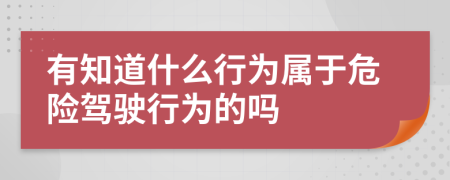 有知道什么行為屬于危險駕駛行為的嗎