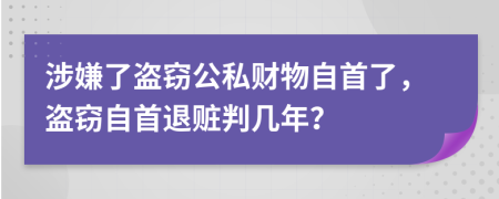 涉嫌了盜竊公私財物自首了，盜竊自首退贓判幾年？