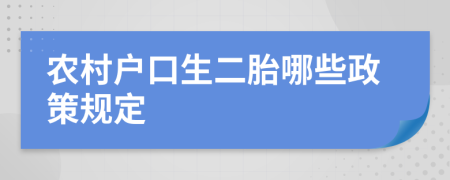 農(nóng)村戶口生二胎哪些政策規(guī)定