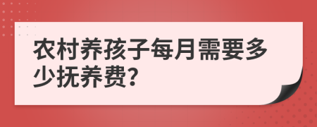 農(nóng)村養(yǎng)孩子每月需要多少撫養(yǎng)費？