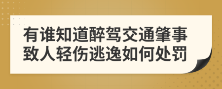 有誰知道醉駕交通肇事致人輕傷逃逸如何處罰