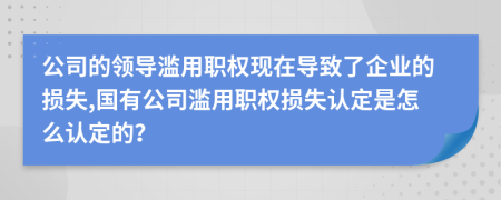公司的領(lǐng)導(dǎo)濫用職權(quán)現(xiàn)在導(dǎo)致了企業(yè)的損失,國有公司濫用職權(quán)損失認(rèn)定是怎么認(rèn)定的？