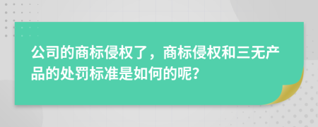 公司的商標(biāo)侵權(quán)了，商標(biāo)侵權(quán)和三無產(chǎn)品的處罰標(biāo)準(zhǔn)是如何的呢？