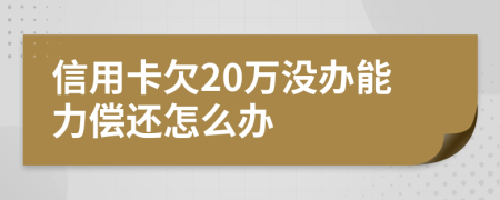 信用卡欠20萬(wàn)沒辦能力償還怎么辦