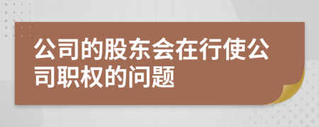 公司的股東會(huì)在行使公司職權(quán)的問題