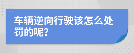 車輛逆向行駛該怎么處罰的呢？
