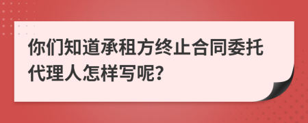你們知道承租方終止合同委托代理人怎樣寫呢？