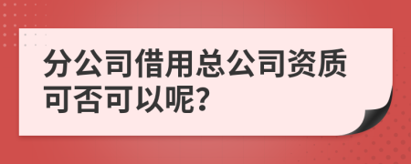 分公司借用總公司資質可否可以呢？
