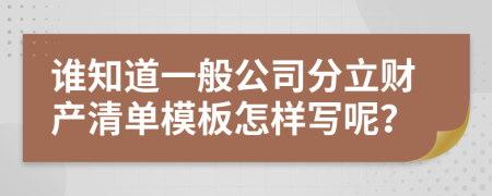 誰知道一般公司分立財(cái)產(chǎn)清單模板怎樣寫呢？