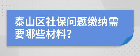 泰山區(qū)社保問(wèn)題繳納需要哪些材料？