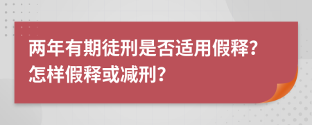 兩年有期徒刑是否適用假釋？怎樣假釋或減刑？