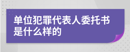 單位犯罪代表人委托書是什么樣的
