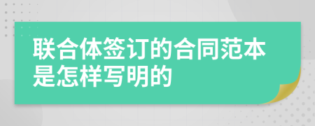 聯(lián)合體簽訂的合同范本是怎樣寫明的